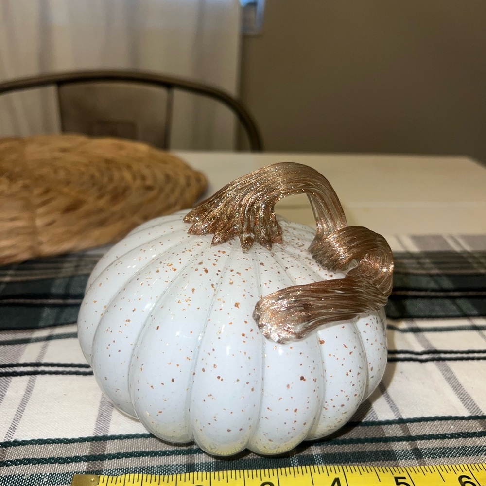 White and Rose Gold Decorative Pumpkin